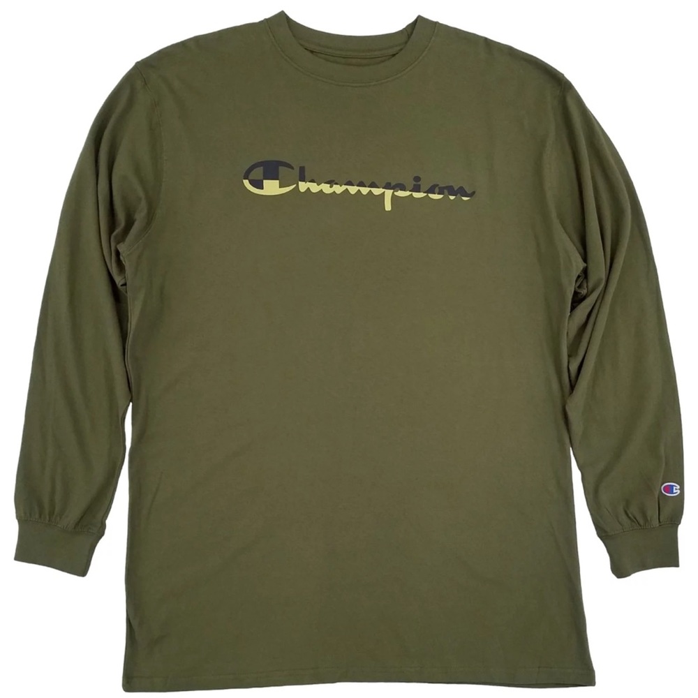 Men’s Champion Big & Tall Size 4XL Crew Neck Olive Caoli Long Sleeve Shirt